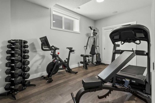 86 Juneberry Heights, Rural Rocky View County, AB - Indoor Photo Showing Gym Room