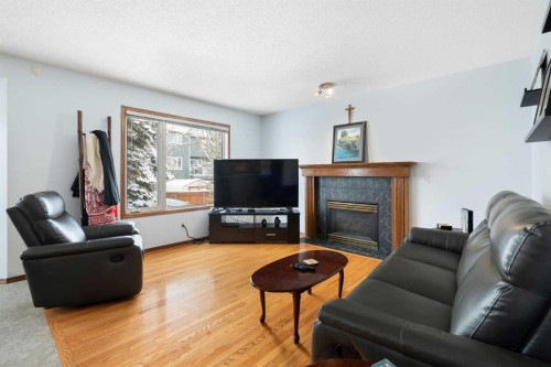 80 Chaparral Road Se, Calgary, AB - Indoor Photo Showing Living Room With Fireplace