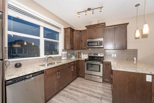638 Redstone View Ne, Calgary, AB - Indoor Photo Showing Kitchen With Stainless Steel Kitchen With Double Sink