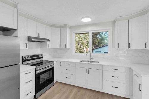 10 Radcliffe Crescent Se, Calgary, AB - Indoor Photo Showing Kitchen With Double Sink