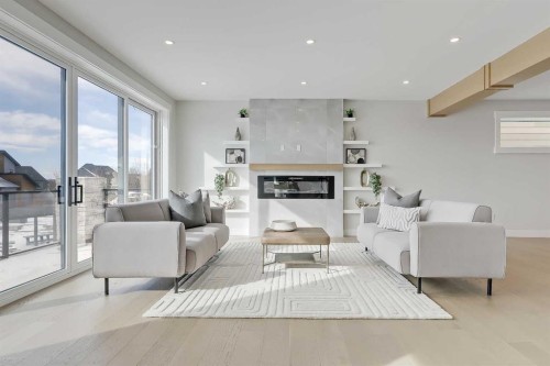 49 Rockhaven Green Nw, Calgary, AB - Indoor Photo Showing Living Room With Fireplace