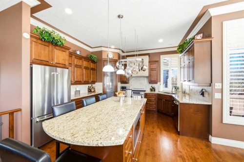 21 Evergreen Row Sw, Calgary, AB - Indoor Photo Showing Kitchen With Upgraded Kitchen