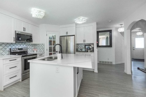 8430 Saddleridge Drive Ne, Calgary, AB - Indoor Photo Showing Kitchen With Stainless Steel Kitchen With Double Sink With Upgraded Kitchen