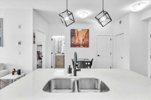 305-30 Sage Hill Walk Nw, Calgary, AB - Indoor Photo Showing Kitchen With Double Sink