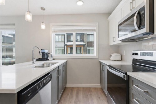580 Savanna Boulevard Ne, Calgary, AB - Indoor Photo Showing Kitchen With Stainless Steel Kitchen With Double Sink With Upgraded Kitchen