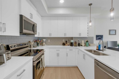 2106-33 Carringham Gate Nw, Calgary, AB - Indoor Photo Showing Kitchen With Double Sink With Upgraded Kitchen
