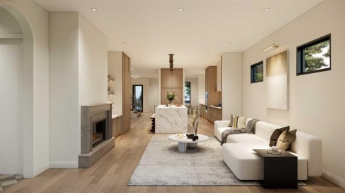 730 25 Avenue Nw, Calgary, AB - Indoor Photo Showing Living Room With Fireplace