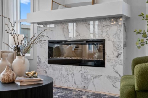 45 Wolf Hollow Common Se, Calgary, AB - Indoor With Fireplace