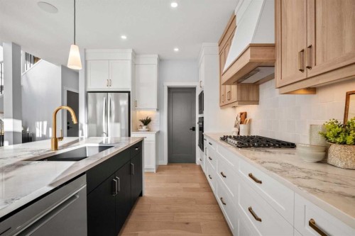 45 Wolf Hollow Common Se, Calgary, AB - Indoor Photo Showing Kitchen With Upgraded Kitchen
