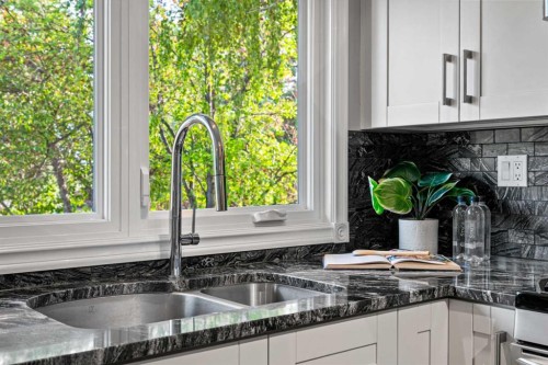 308 Parkridge Green Se, Calgary, AB - Indoor Photo Showing Kitchen With Double Sink