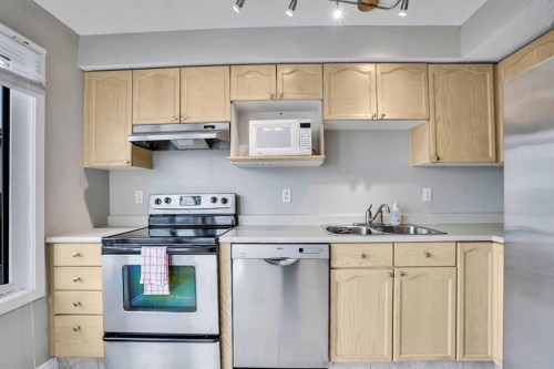 219 Coachway Lane Sw, Calgary, AB - Indoor Photo Showing Kitchen With Stainless Steel Kitchen With Double Sink