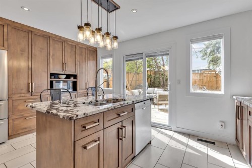 2033 21 Avenue Sw, Calgary, AB - Indoor Photo Showing Kitchen With Double Sink With Upgraded Kitchen