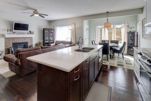 136 Chaparral Valley Terrace Se, Calgary, AB - Indoor Photo Showing Other Room With Fireplace
