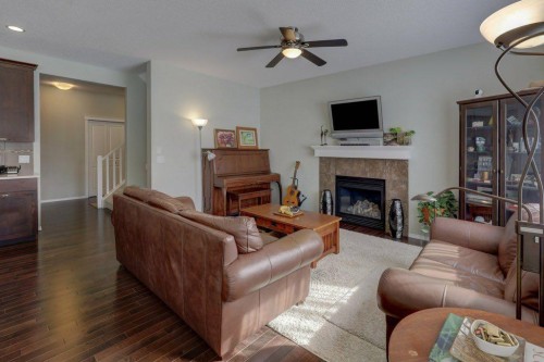 136 Chaparral Valley Terrace Se, Calgary, AB - Indoor Photo Showing Living Room With Fireplace
