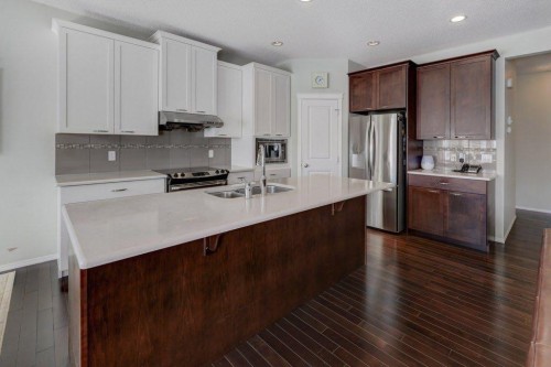 136 Chaparral Valley Terrace Se, Calgary, AB - Indoor Photo Showing Kitchen With Stainless Steel Kitchen With Double Sink With Upgraded Kitchen