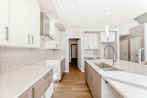 1093 Sawgrass Link Nw, Airdrie, AB - Indoor Photo Showing Kitchen With Double Sink With Upgraded Kitchen