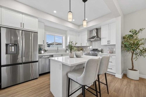 420 Lewiston Landing Ne, Calgary, AB - Indoor Photo Showing Kitchen With Stainless Steel Kitchen With Upgraded Kitchen