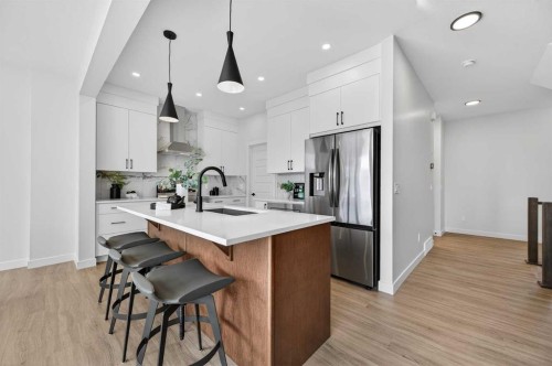 473 Lewiston Landing Ne, Calgary, AB - Indoor Photo Showing Kitchen With Stainless Steel Kitchen With Upgraded Kitchen