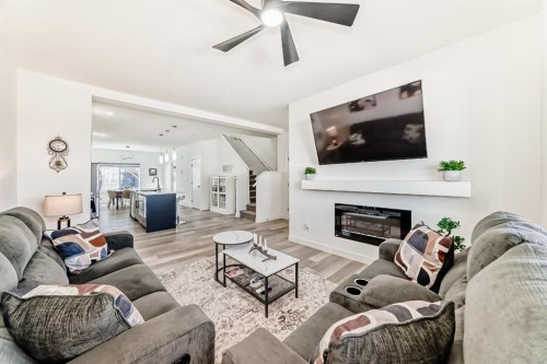 37 Legacy Glen Point Se, Calgary, AB - Indoor Photo Showing Living Room With Fireplace