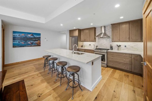 103-905 Spring Creek Drive, Canmore, AB - Indoor Photo Showing Kitchen With Double Sink
