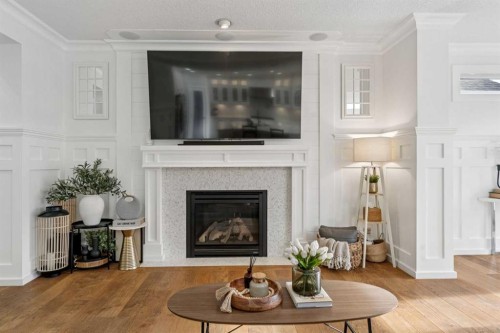 161 Mahogany Square Se, Calgary, AB - Indoor Photo Showing Living Room With Fireplace