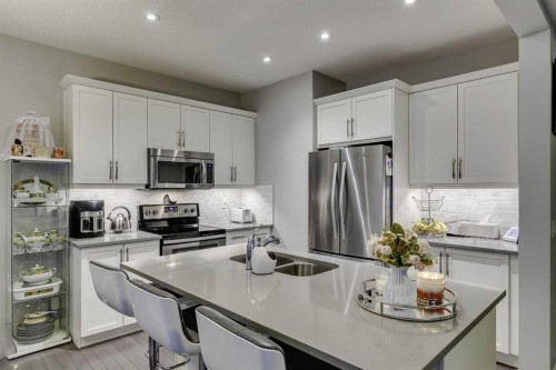 61 Cityscape View Ne, Calgary, AB - Indoor Photo Showing Kitchen With Stainless Steel Kitchen With Double Sink With Upgraded Kitchen
