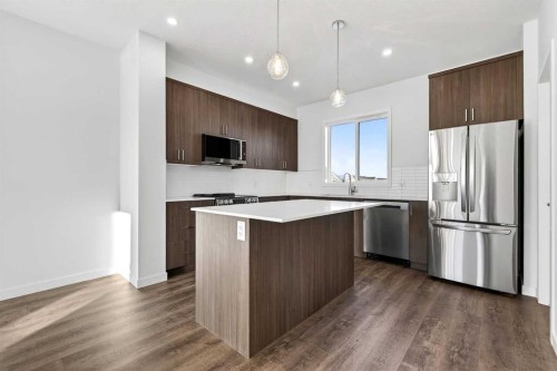 1023-132 Red Embers Link Ne, Calgary, AB - Indoor Photo Showing Kitchen With Stainless Steel Kitchen With Upgraded Kitchen