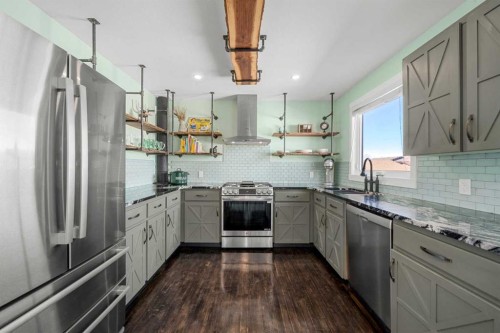 1312 10 Avenue Se, High River, AB - Indoor Photo Showing Kitchen With Stainless Steel Kitchen With Upgraded Kitchen