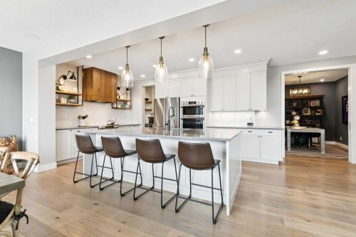 105 Masters Cape Se, Calgary, AB - Indoor Photo Showing Kitchen With Stainless Steel Kitchen With Upgraded Kitchen