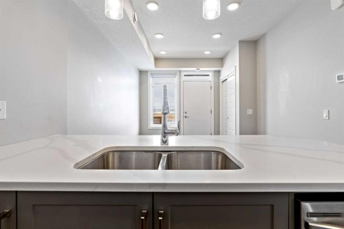 394 Seton Passage Se, Calgary, AB - Indoor Photo Showing Kitchen With Double Sink