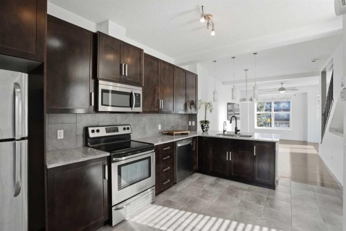 205 New Brighton Row Se, Calgary, AB - Indoor Photo Showing Kitchen With Stainless Steel Kitchen With Upgraded Kitchen