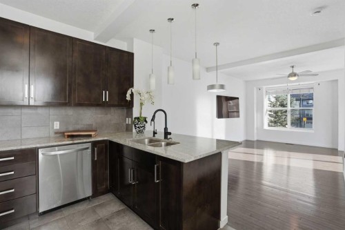205 New Brighton Row Se, Calgary, AB - Indoor Photo Showing Kitchen With Double Sink With Upgraded Kitchen