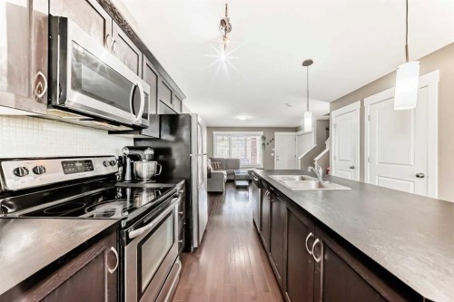 176 Cascades Passage, Chestermere, AB - Indoor Photo Showing Kitchen With Double Sink With Upgraded Kitchen