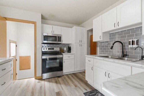 1011 18A Street Ne, Calgary, AB - Indoor Photo Showing Kitchen With Double Sink With Upgraded Kitchen