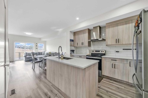 103-116 Saddlestone Heath Ne, Calgary, AB - Indoor Photo Showing Kitchen With Stainless Steel Kitchen With Double Sink With Upgraded Kitchen