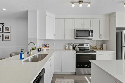 102-474 Seton Circle Se, Calgary, AB - Indoor Photo Showing Kitchen With Double Sink