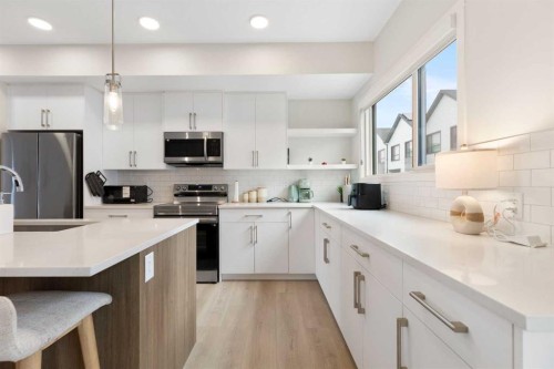 608-20295 Seton Way Se, Calgary, AB - Indoor Photo Showing Kitchen With Stainless Steel Kitchen With Upgraded Kitchen