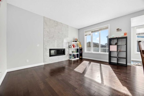 439 Redstone Drive Ne, Calgary, AB - Indoor With Fireplace