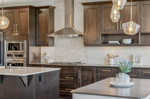 50 Riviera View, Cochrane, AB - Indoor Photo Showing Kitchen With Upgraded Kitchen