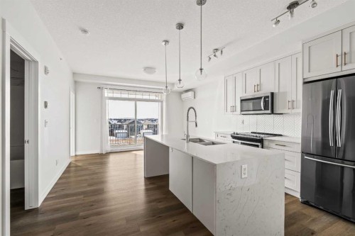 407-300 Auburn Meadows Common Se, Calgary, AB - Indoor Photo Showing Kitchen With Stainless Steel Kitchen With Double Sink With Upgraded Kitchen
