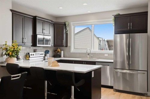 71 Masters Manor Se, Calgary, AB - Indoor Photo Showing Kitchen With Stainless Steel Kitchen