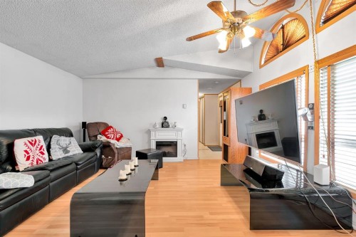 254 Erin Woods Circle Se, Calgary, AB - Indoor Photo Showing Living Room With Fireplace