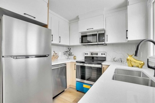 7842 21A Street Se, Calgary, AB - Indoor Photo Showing Kitchen With Stainless Steel Kitchen With Double Sink With Upgraded Kitchen