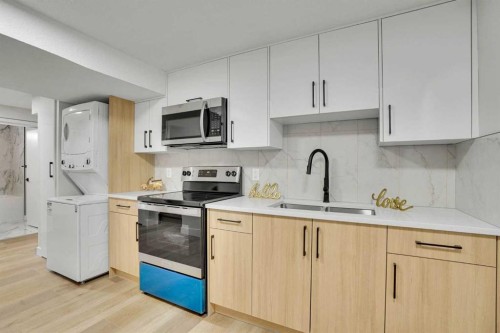 7842 21A Street Se, Calgary, AB - Indoor Photo Showing Kitchen With Double Sink