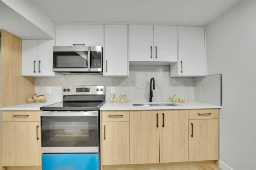 7842 21A Street Se, Calgary, AB - Indoor Photo Showing Kitchen With Double Sink With Upgraded Kitchen