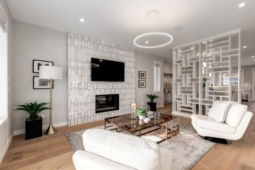 40 Timberline Way Sw, Calgary, AB - Indoor Photo Showing Living Room With Fireplace