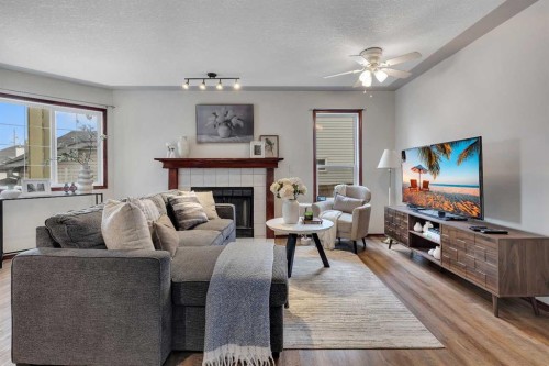 47 Carmel Close Ne, Calgary, AB - Indoor Photo Showing Living Room With Fireplace