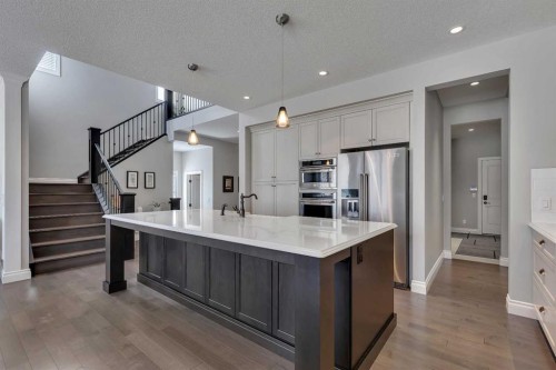 393 Evansborough Way Nw, Calgary, AB - Indoor Photo Showing Kitchen With Upgraded Kitchen