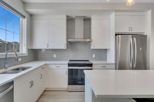 260 Cornerbrook Drive Ne, Calgary, AB - Indoor Photo Showing Kitchen With Stainless Steel Kitchen With Double Sink With Upgraded Kitchen