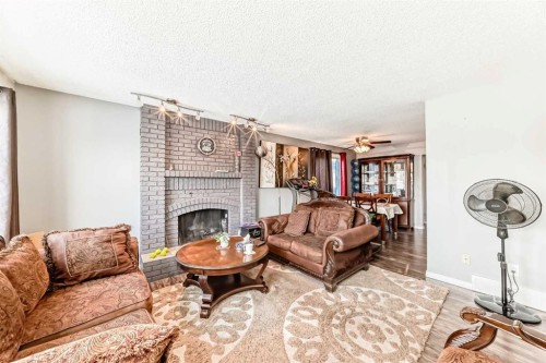 6944 Temple Drive Ne, Calgary, AB - Indoor Photo Showing Living Room With Fireplace